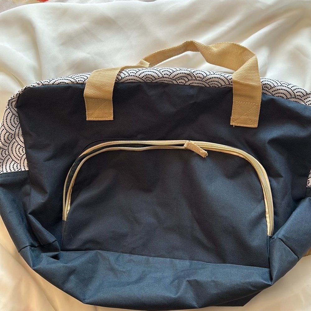 Gym Travel Lugging Tote Bag Navy White Large